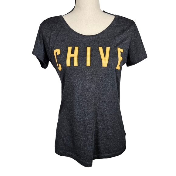 Chive T Shirt, Heather Black, Gold/Yellow Chive Logo, Size Large - Picture 1 of 8